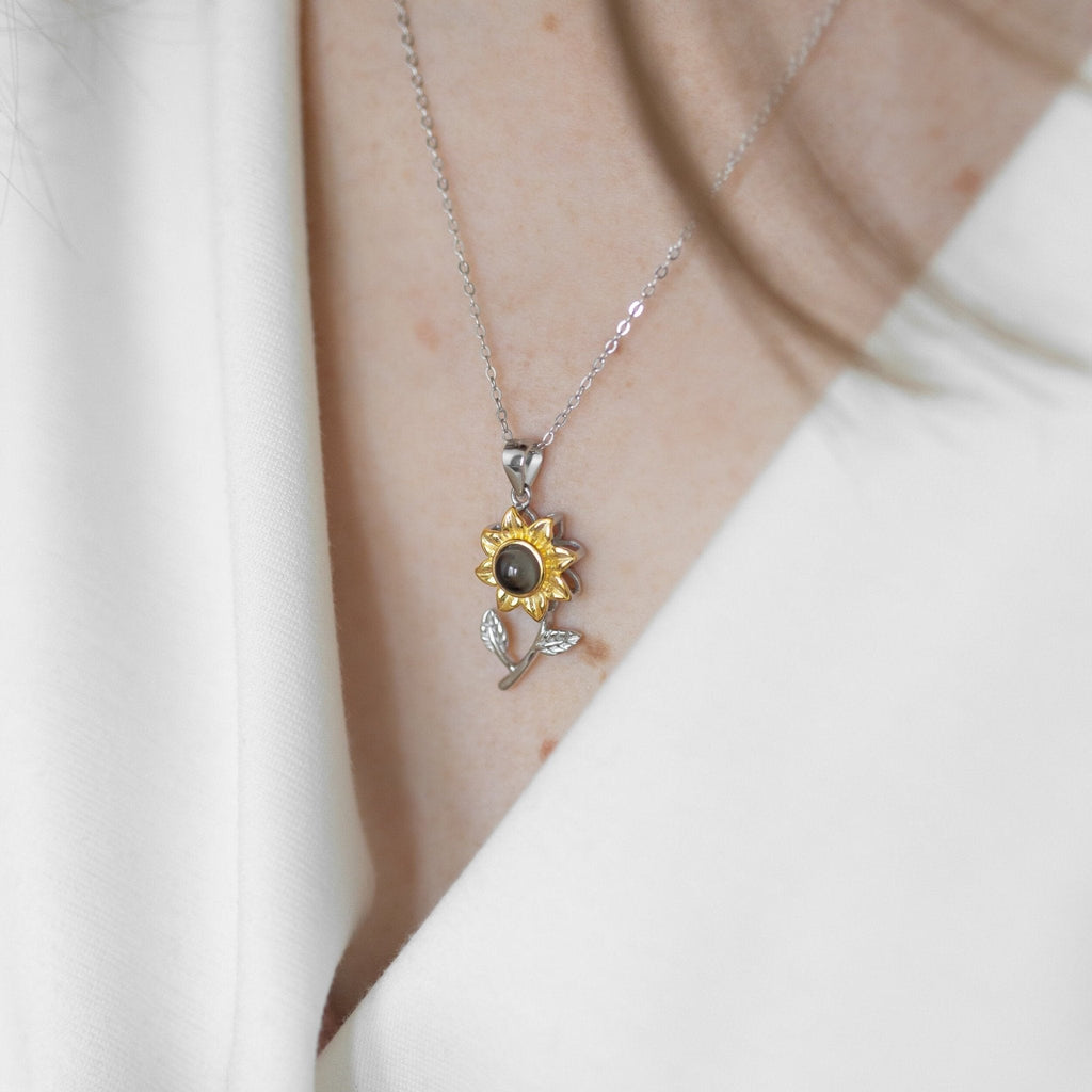 925 Sterling Silver Sunflower PhotoJewels Necklace